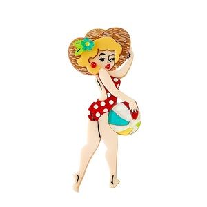 New Don't Worry, Beach Happy Brooch by Lipstick & Chrome